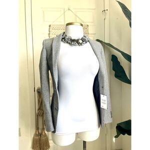 ASOS Houndstooth Blazer NEW Size 32 Unisex White Gray 2-Button Sports Jacket